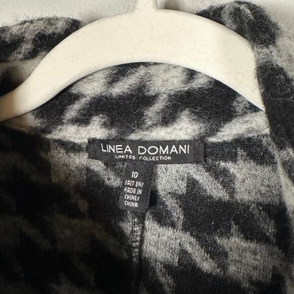 Linea Domani Black & White Checkered Houndstooth Ombré Wool Blend Coat Womens 10 - Picture 3 of 8